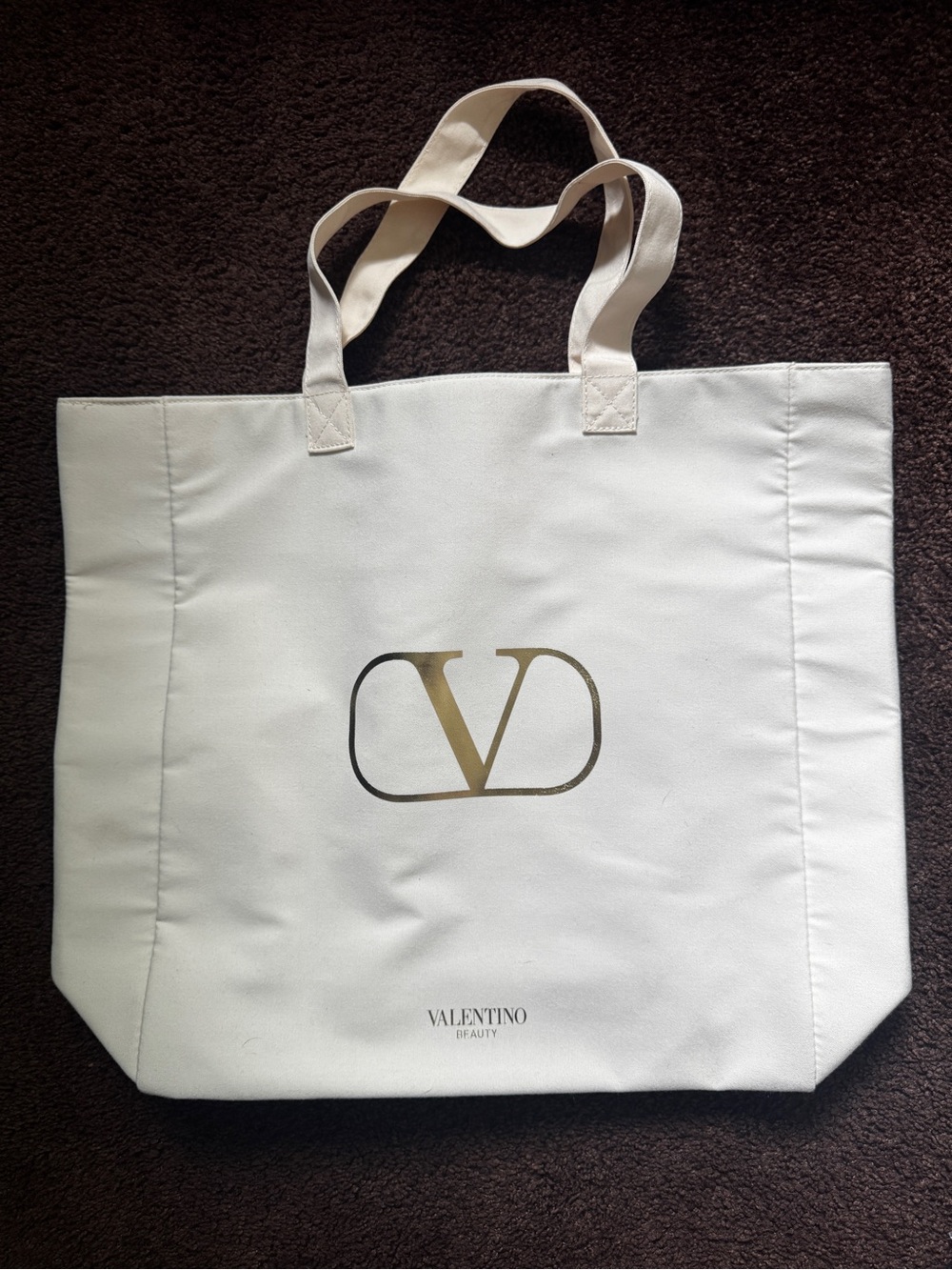 Valentino Beauty Eco Tote Bag Cream Canvas Large Promo Shopping / Travel Bag